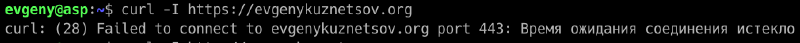 вывод curl при обращении по доменному имени через HTTPS — таймаут